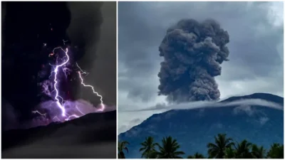 A fost declanșată alarma aviatică. Un vulcan a erupt violent, iar cenușa s-a ridicat trei kilometri în aer