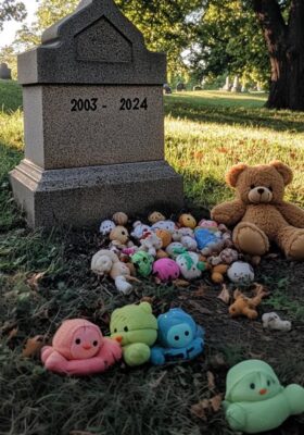 Fiecare zi după trecerea în neființă a fiului ei de 21 de ani, o mamă îndurerată descoperă jucării pentru bebeluși așezate pe mormântul lui
