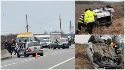 Accident pe DN2 E85: Două autoturisme și un microbuz cu 12 copii implicate, o femeie rănită