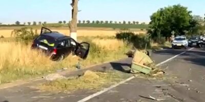 Tragedie pe DN 3, lângă Lipnița! Fetiță de 11 ani moartă, fratele în stare critică după ce o căruță a fost lovită de un autoturism
