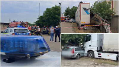 Tragedie în Timiș: Șofer de TIR mort la volan, două mașini avariate grav