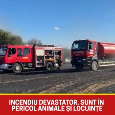 Incendiu puternic. Forțe impresionante mobilizate la fața locului
