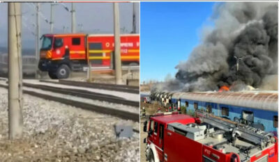 Panica in Romania: un vagon cu 40 de calatori a luat foc intr-o gara.
