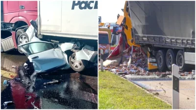 TIR din România, implicat într-o tragedie rutieră în Germania. Imagini cumplite pe autostradă. Starea șoferului din țară ar fi critică