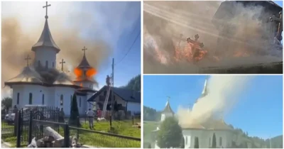 Biserică cuprinsă de flăcări violente! Incendiu devastator!