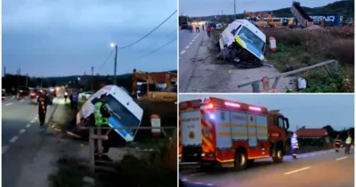 Accident înfiorător! Dubă de poliție făcută praf! Polițist grav rănit!