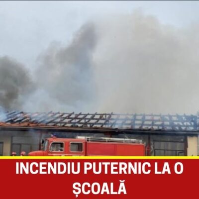 Incendiu puternic la o școală. Pompierii intervin de urgență