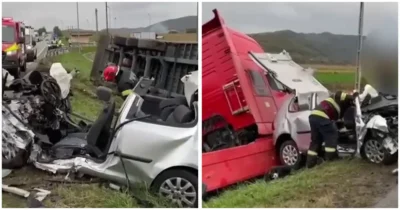 Destin frânt la 25 de ani! Ce au găsit salvatorii în mașina făcută praf de un TIR este de nedescris