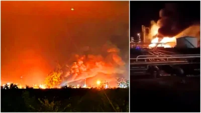 „Ne-am trezit din cauza unei explozii!” Panică în Ungaria după ce cerul a devenit roșu de la flăcări.
