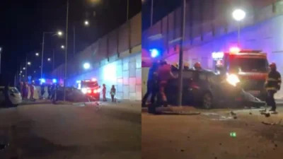 Accident cumplit în Brașov! O mașină s-a izbit frontal într-un pod. Un tânăr de 25 de ani ar fi murit