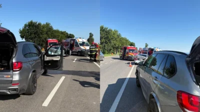 Accident cu trei autoturisme în județul Suceava! Un adult și un copil au fost transportați la spital