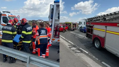 Accident rutier pe Centura Băile Felix! Patru persoane au fost implicate, iar o femeie și un copil au fost scoși dintre fiare