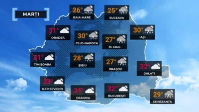 Vremea  7 iulie. Averse, descărcări electrice și rafale de până la 80 km/h