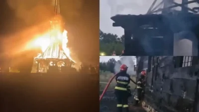Incendiu devastator în Maramureș! O biserică de lemn a fost curprinsă de flăcări, iar acum riscă să se prăbușească