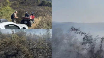 Incendiu puternic de vegetație în Caraș-Severin, într-o zonă greu accesibilă! Pompierii intervin pentru a stinge focarele