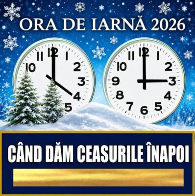 Când trecem la ora de iarnă în 2026. Ceasurile se dau înapoi, iar ora 04:00 devine 03:00