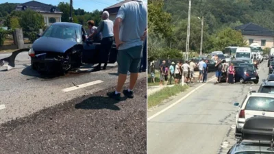 Accident pe DN67, în Vâlcea. Două mașini s-au ciocnit, iar o persoană a fost rănită