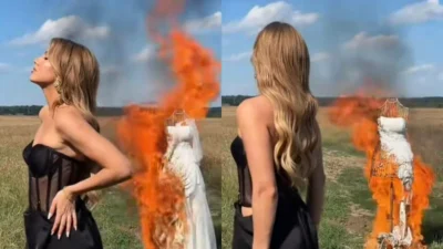 Codruța Filip a dat foc rochiei de mireasă. Mesajul neașteptat transmis de artistă: „Am să mă-mbăt și-am să vin la nunta ta”
