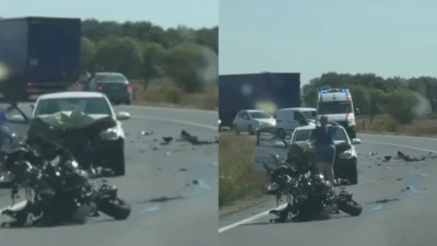 Accident mortal pe DN 1, în apropiere de Oșorhei. Un motociclist și-a pierdut viața după impactul cu două mașini