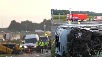 Opt persoane rănite în urma unui accident, în Olanda! Un autocar care transporta elevi din Germania a intrat în coliziune cu o dubă