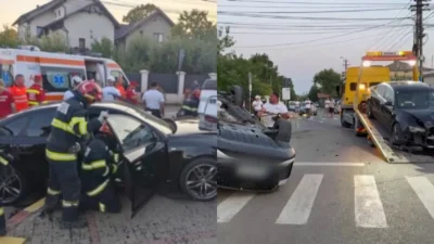Accident rutier grav în Botoșani! Șapte persoane au ajuns la spital, iar una dintre mașini s-a răsturnat
