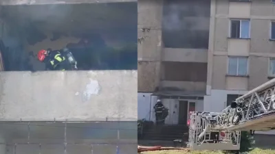 Incendiu într-un bloc din Piatra-Neamț! Pompierii intervin de urgență pentru a stinge flăcările