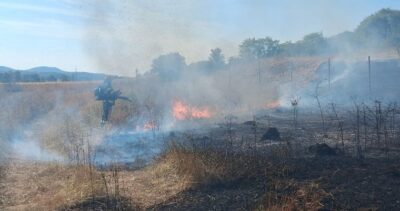 Foc violent în Gorj! DN67, închis din cauza fumului dens