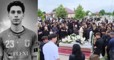 Imagini sfâșietoare de la înmormântarea lui Matias, tânărul fotbalist care s-a stins din viață la Dumbrăvița. Colegii de echipă i-au adus un ultim omagiu