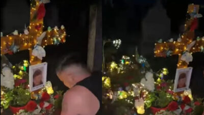 Imagini sfâșietoare cu tatăl lui Mario Berinde, la mormântul fiului său. Bărbatul a fost eliberat din închisoare și ar urma să plece din țară