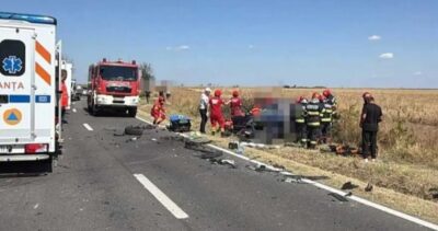 Impact mortal în Dolj, între două autoturisme! O femeie și-a pierdut viața și alte trei persoane au ajuns în spital