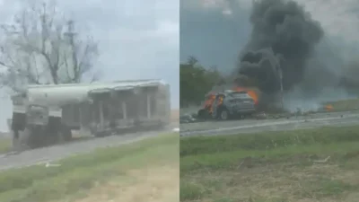 Accident mortal pe DN3. Un bărbat carbonizat, după ce s-a ciocnit cu mașina de un TIR, în Murfatlar