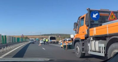 Trafic îngreunat pe Autostrada A1, lângă Sibiu, din cauza unui eveniment rutier grav. Două persoane au ajuns la spital