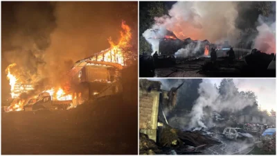 Încă un incendiu de proporții la Mănăstirea Bisericani, după cel din vară, când un om a ars de viu. Focul a fost pus intenționat. Un bărbat a fost rănit, patru construcții s-au făcut scrum