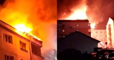 Panică în Suceava! Foc de proporții la un bloc cu 60 de apartamente. Locatarii au fost evacuați de urgență